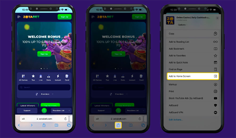 Zotabet Casino Mobile app